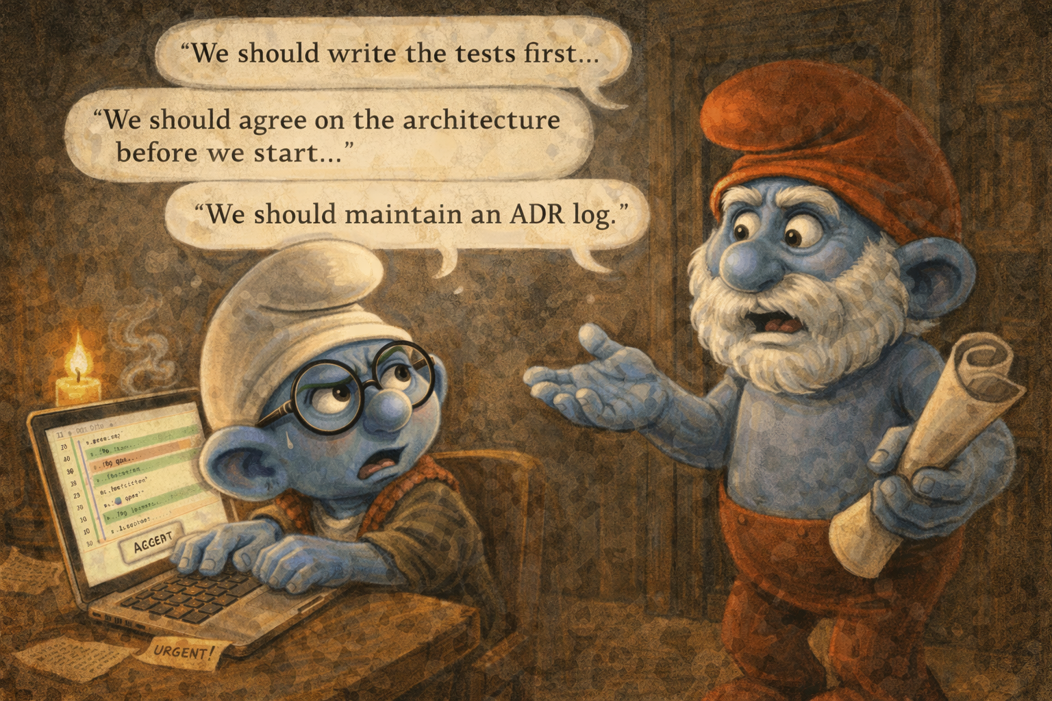 Smurfs' late-night coding debate