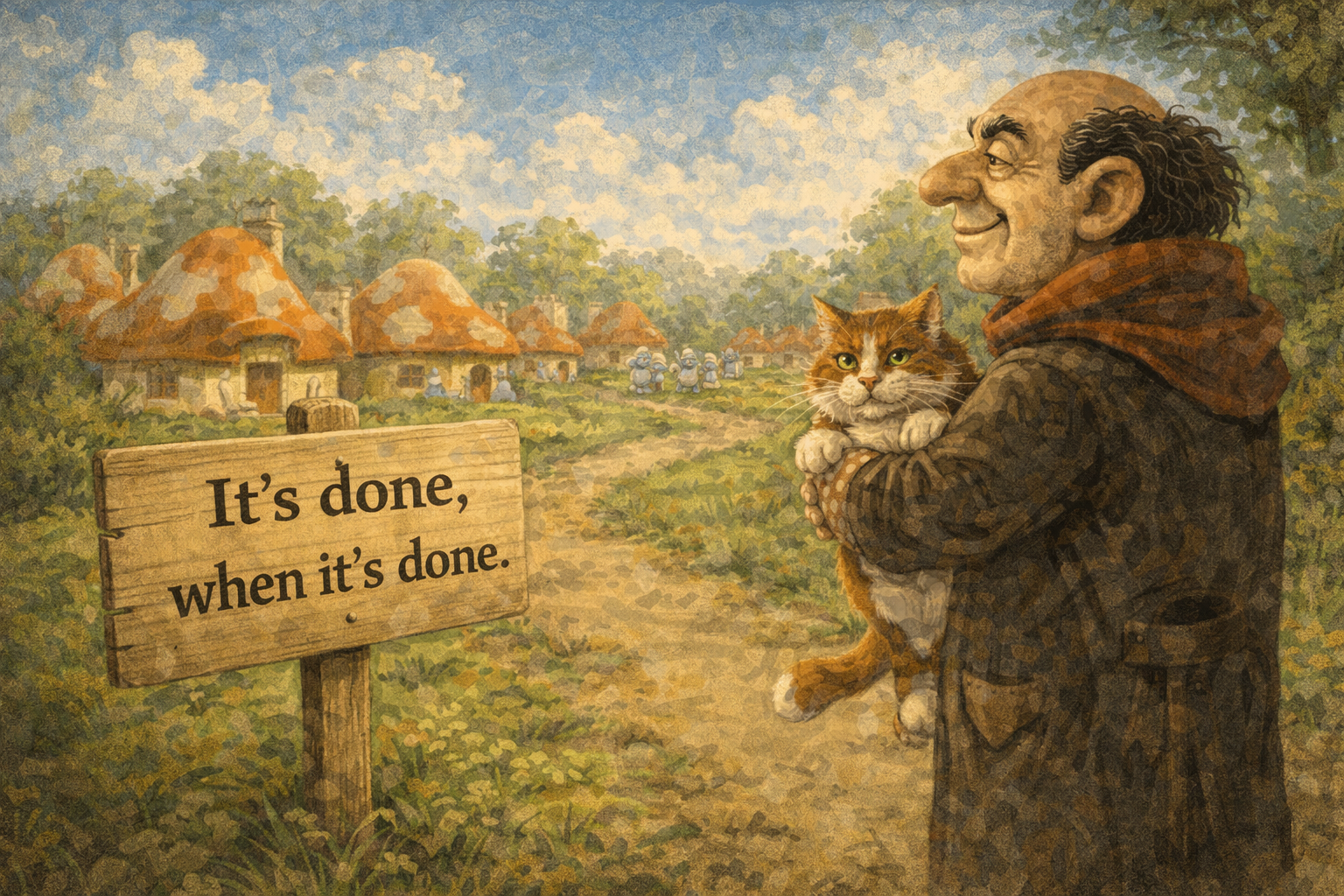 A peaceful Gargamel — "It's done, when it's done."