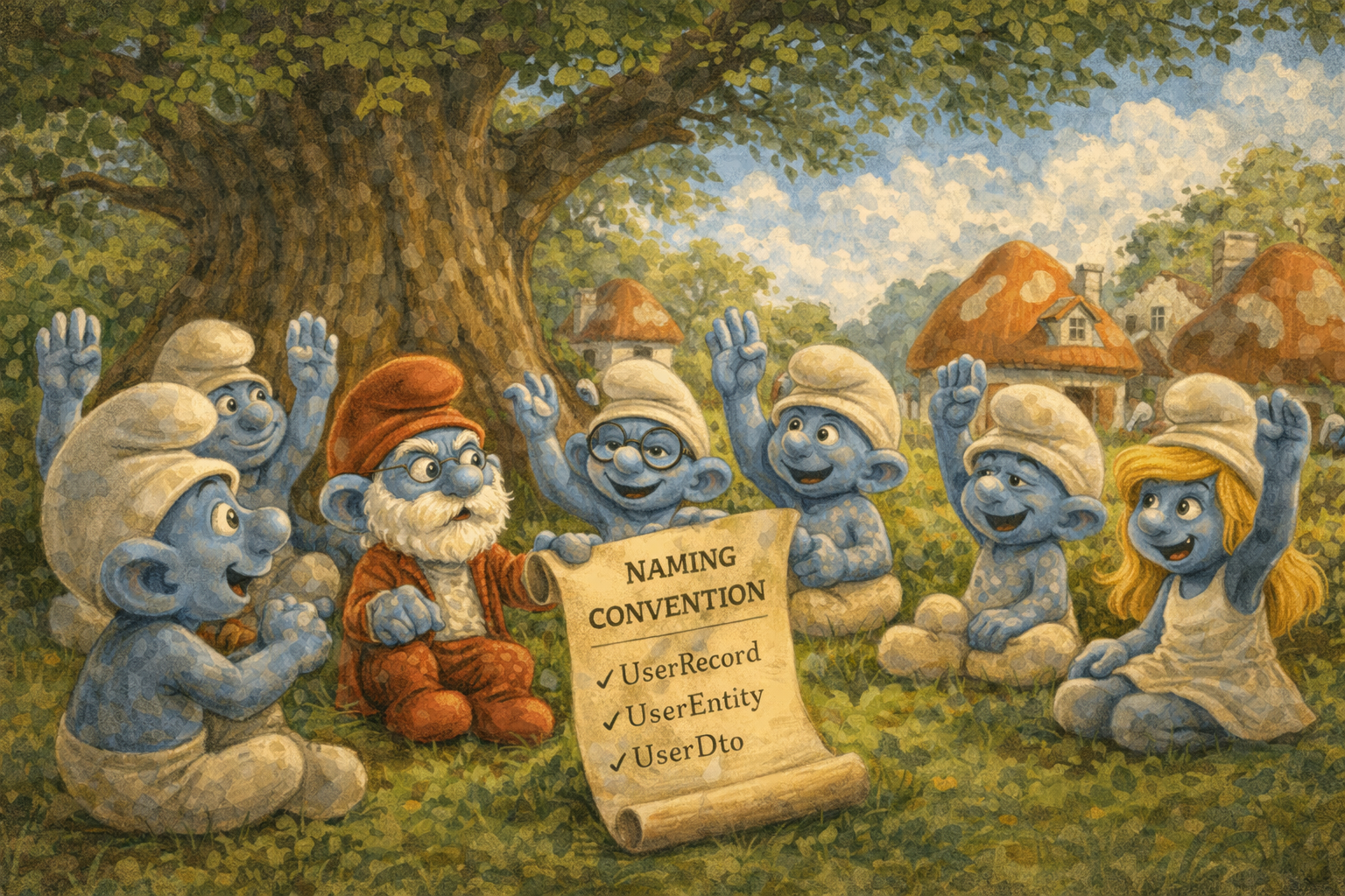 The Village votes on naming conventions — UserRecord, UserEntity, UserDto